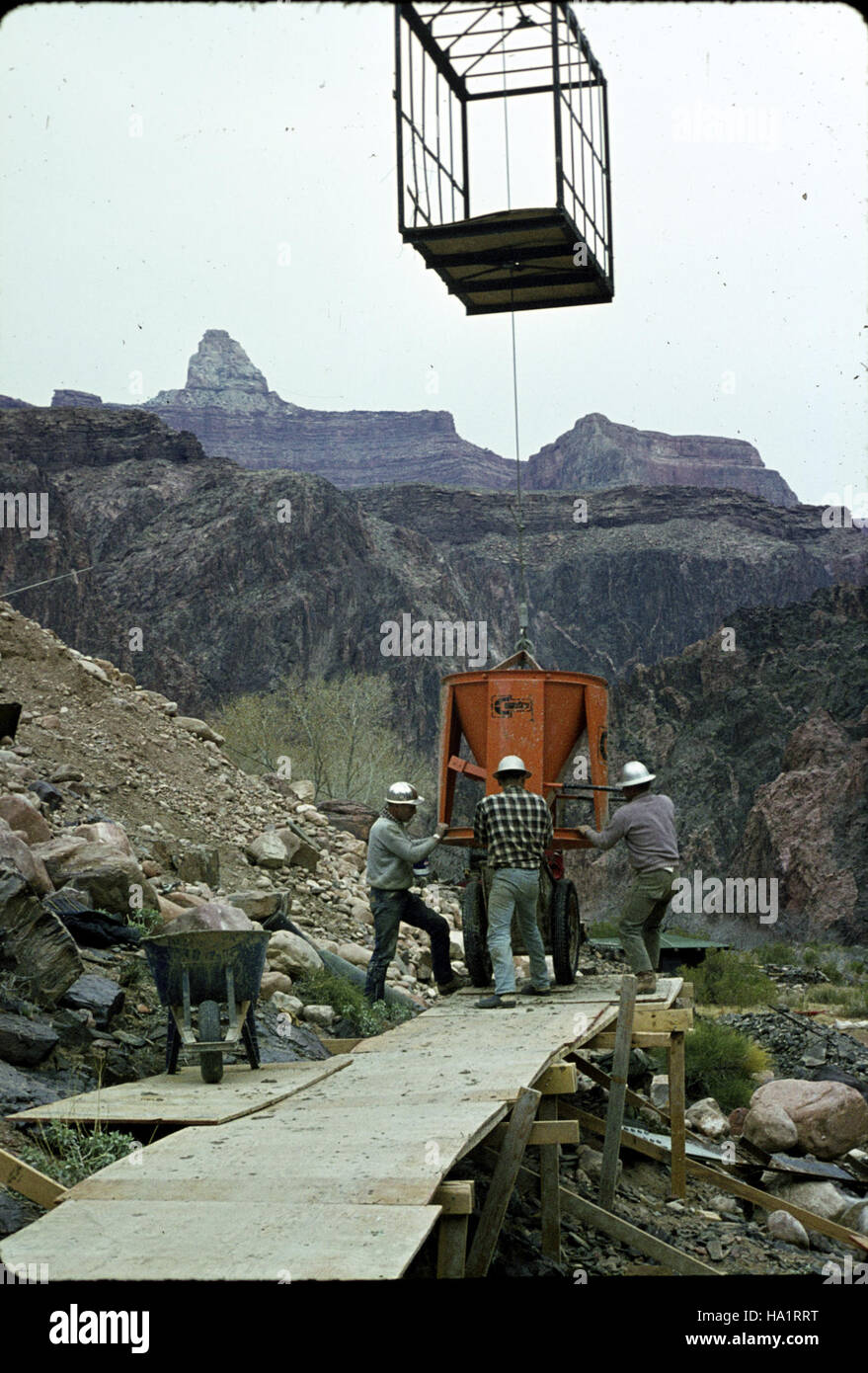 A historic image of the Trans-canyon Pipeline and Silver Bridge ...