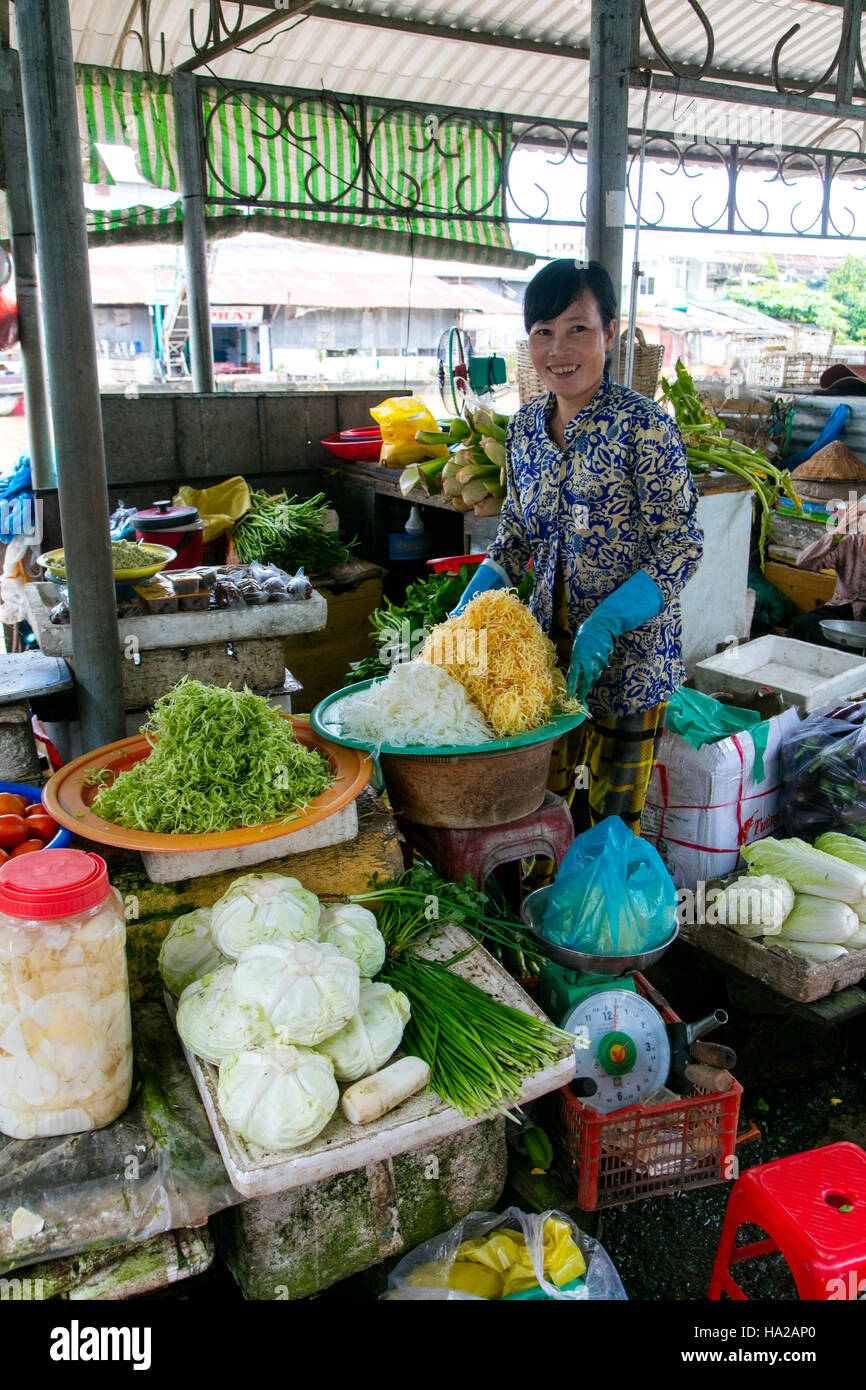 Market, Sa Dec, Mekong River, Vietnam, Asia Stock Photo