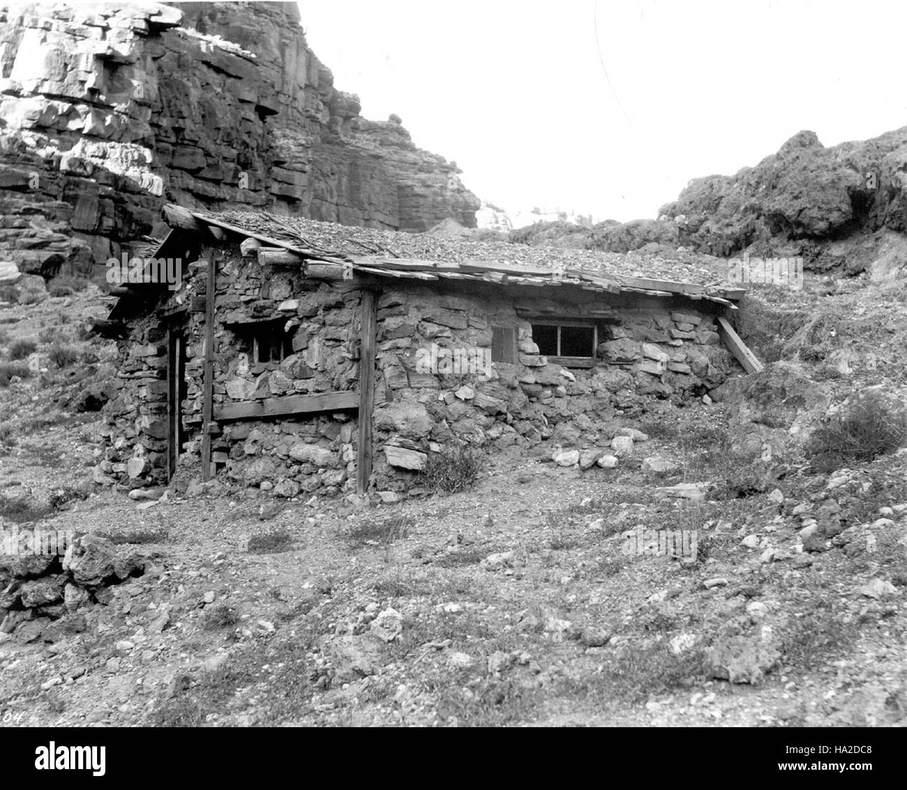 Grand Canyon Historic  Stone House in Havasu Canyon 1924 Stock Photo