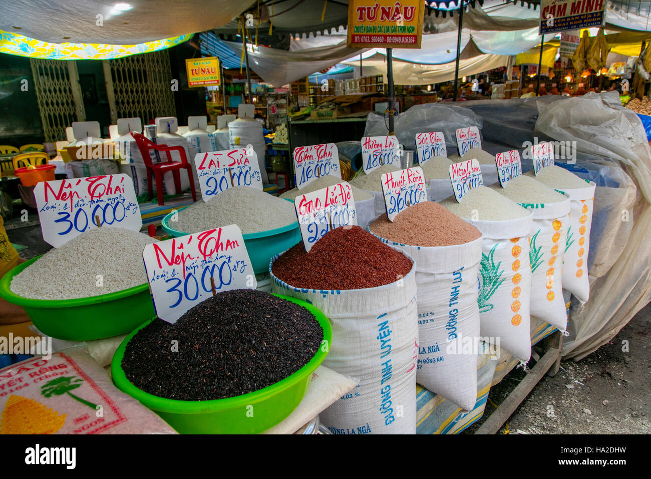 Rice, Market, Chau Doc, Vietnam, Asia Stock Photo