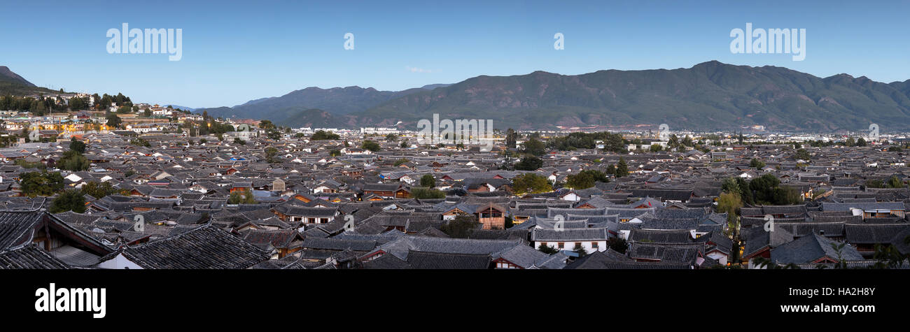 Panoramic Aerial view of Lijiang Old Town in Yunnan, China Stock Photo ...