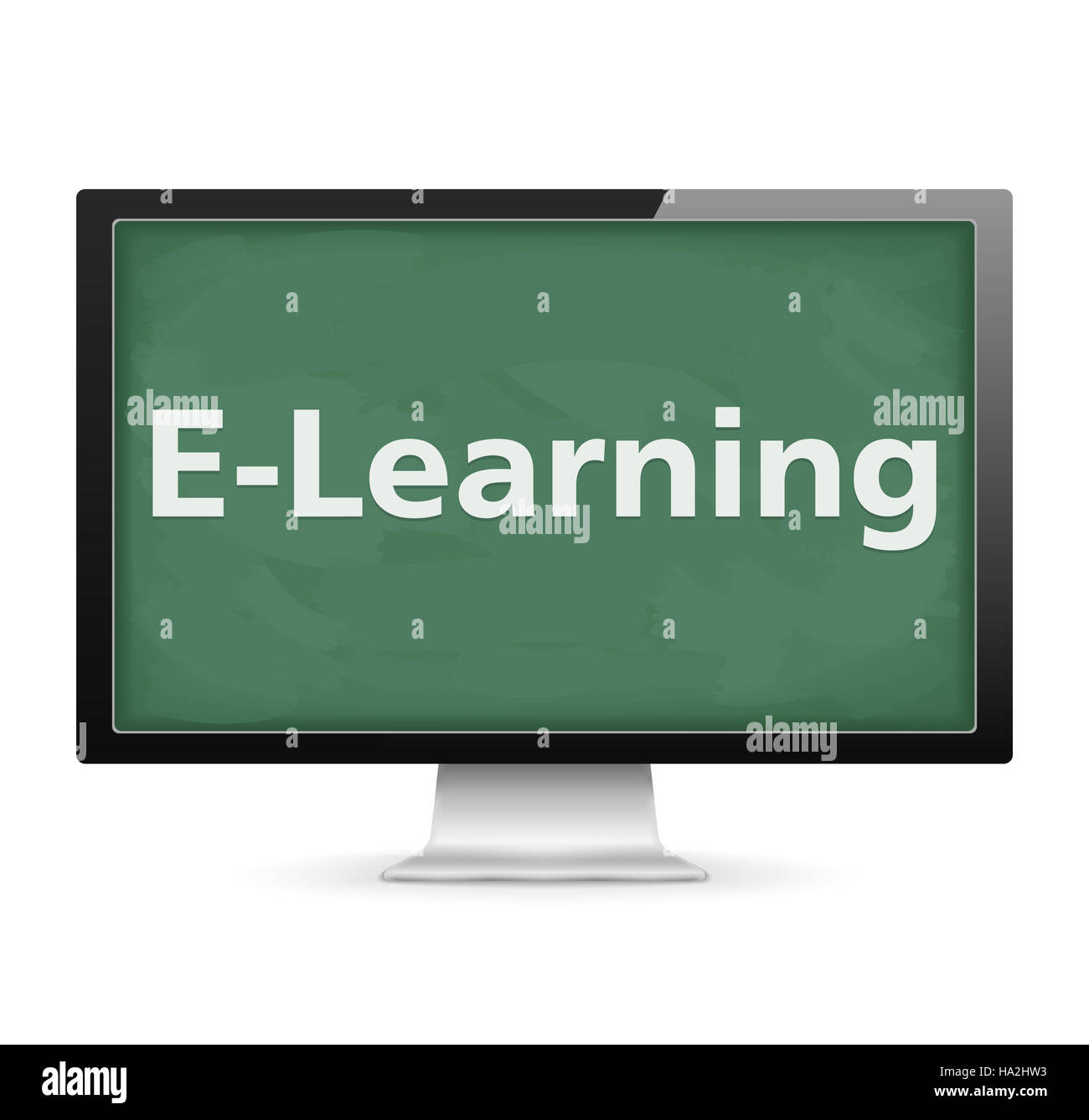 Elearning Computer Screen E-Learning concept, computer monitor with blackboard background and E ...