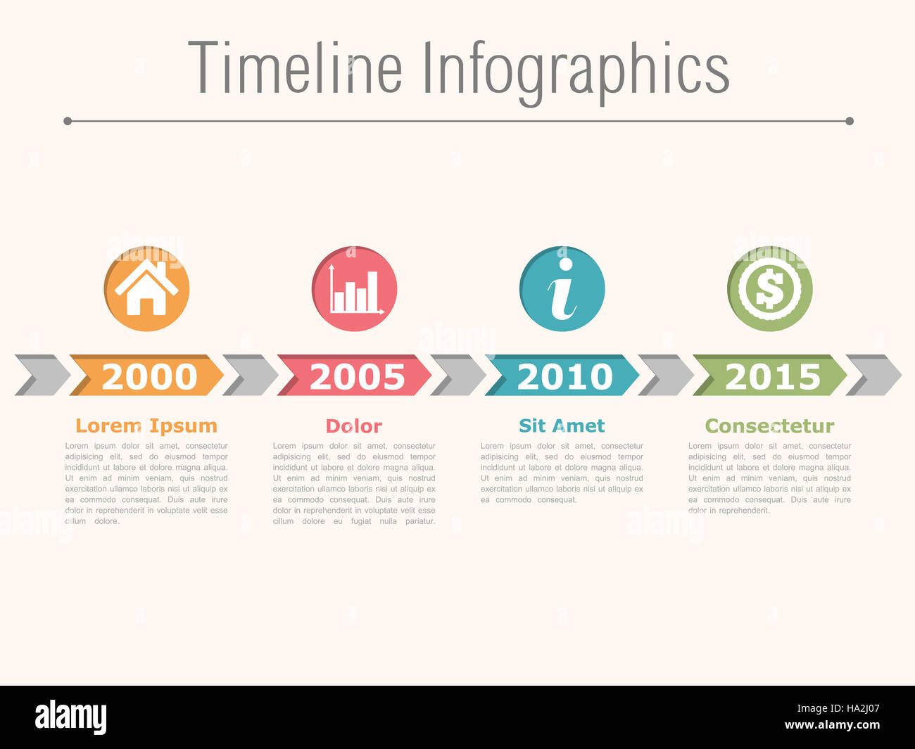 Timeline infographics design with arrows, process diagram Stock Photo ...