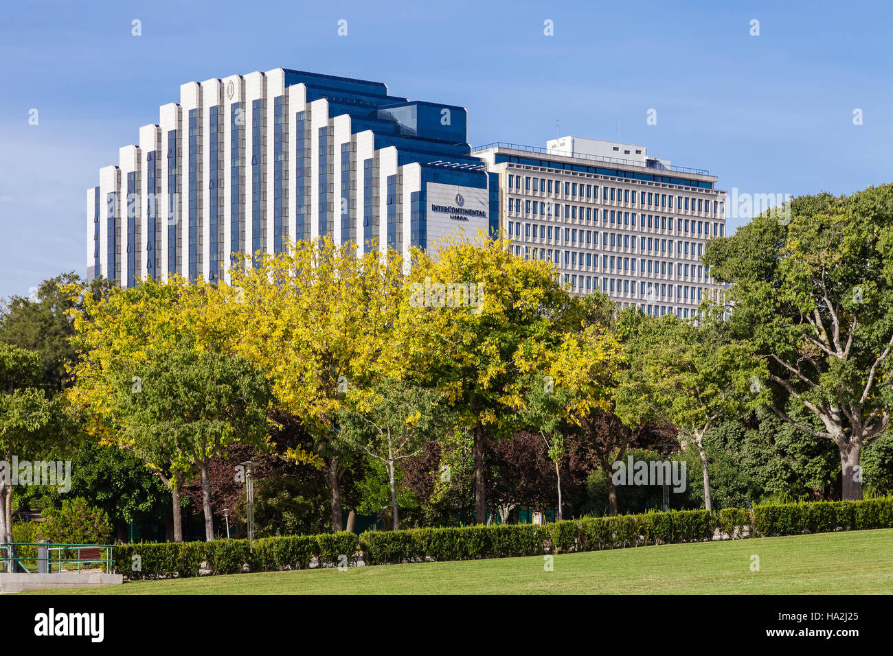 Lisbon, Portugal - October 19, 2016: The Lisbon Intercontinental Hotel. A five star hotel located next to the famous Eduardo VII Park. Stock Photo