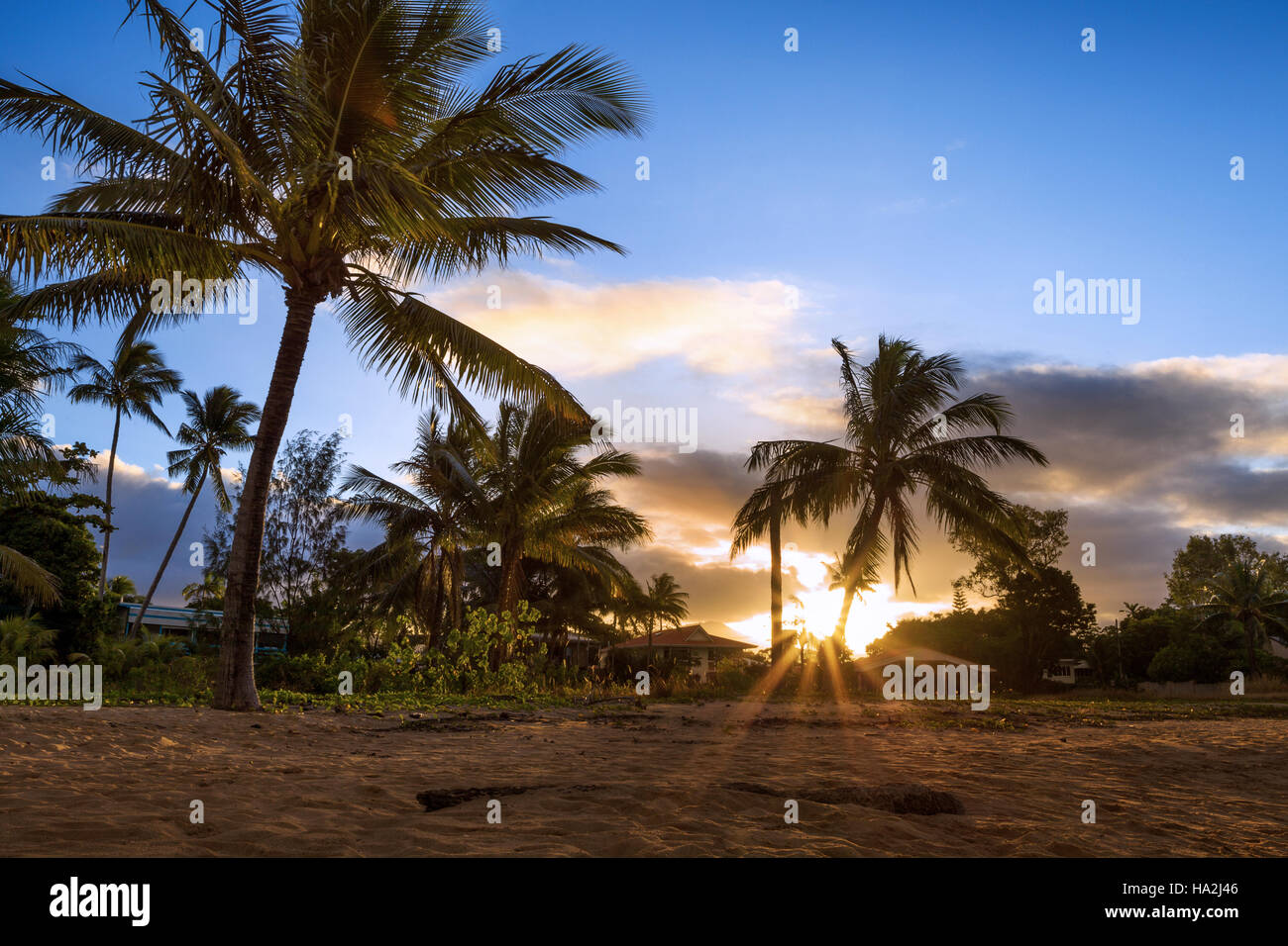 Sunset at Holloways Beach, Cairns, North Queensland, Australia Stock Photo
