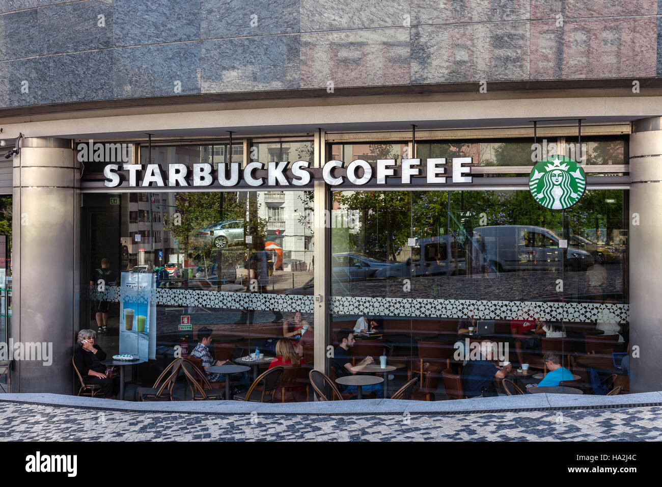 Lisbon, Portugal - October 19, 2016: Starbucks coffee house on the El Corte Ingles Shopping Mall, a high end global retail company. Stock Photo