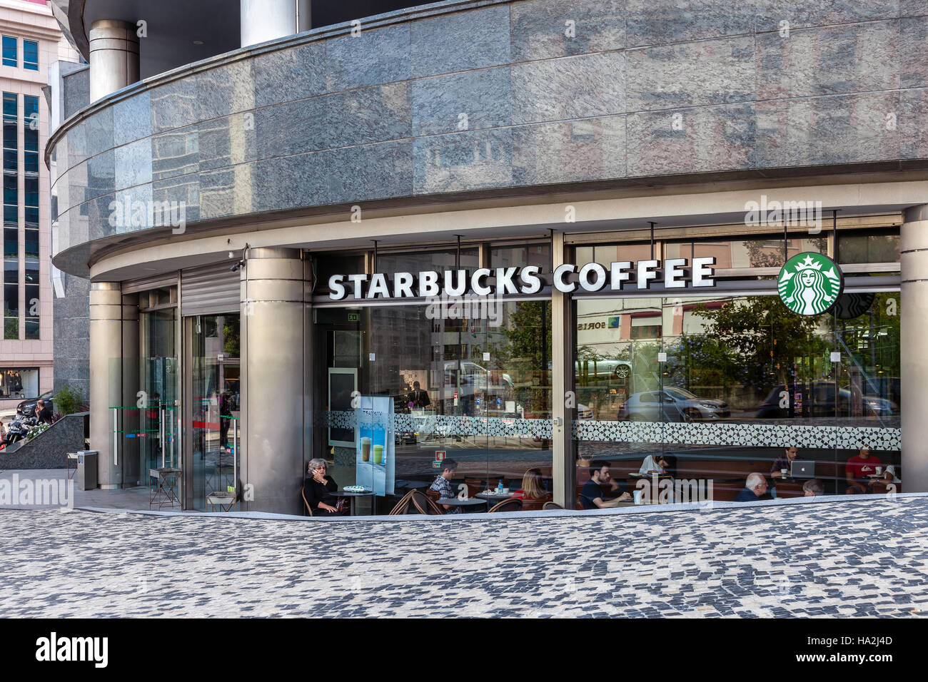 Lisbon, Portugal - October 19, 2016: Starbucks coffee house on the El Corte Ingles Shopping Mall, a high end global retail company. Stock Photo