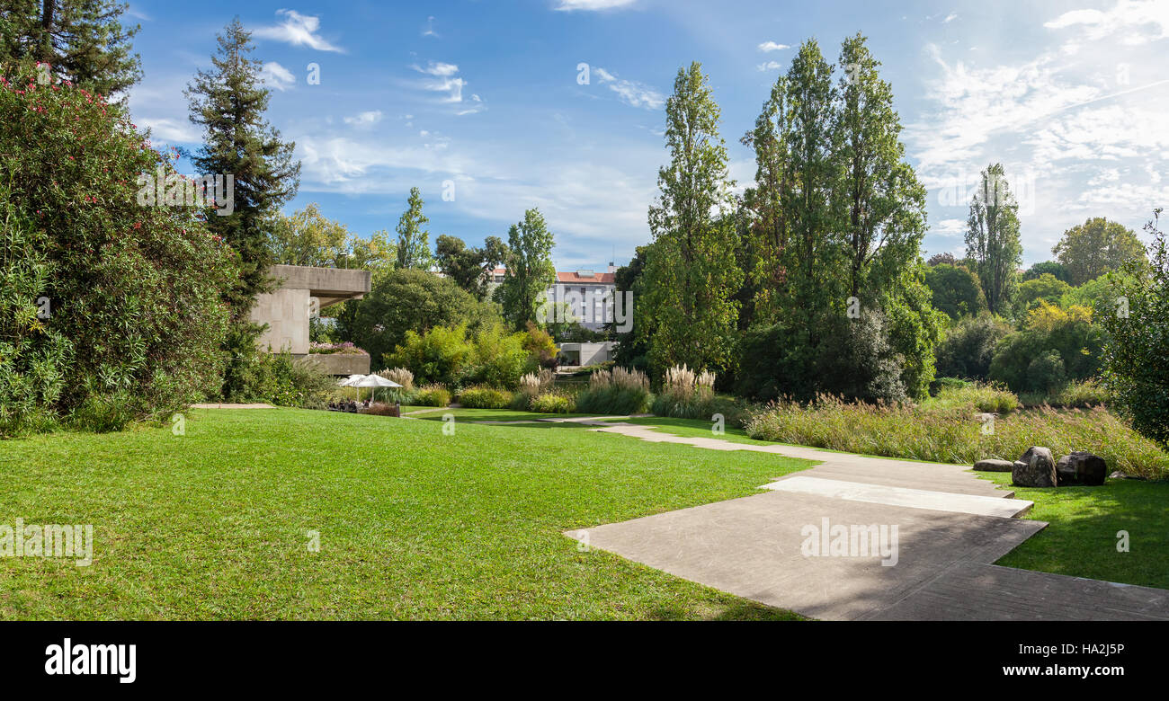 Gardens of the Calouste Gulbenkian foundation. An urban park open to public, and very popular especially among College students. Stock Photo