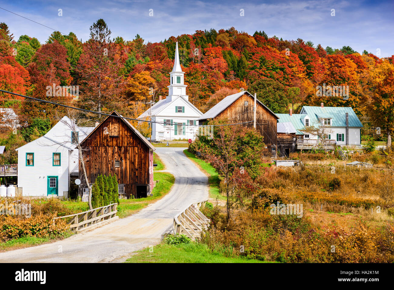 Rural Vermont, USA autumn foliage. Stock Photo