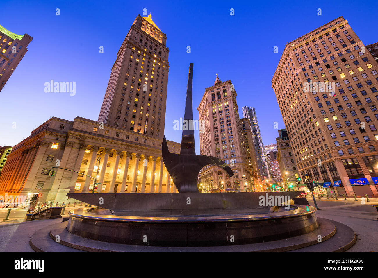 NEW YORK CITY - NOVEMBER 11, 2016: The Triumph of the Human Spirit sculpture at Foley Square in the Civic Center neighborhood of Lower Manhattan. Stock Photo