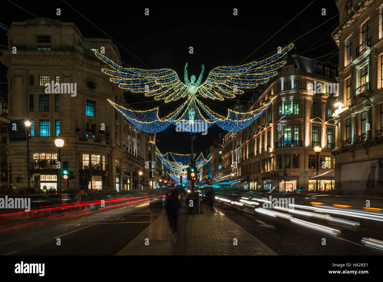 LONDON - NOVEMBER 25, 2016: Christmas lights on Regent Street, London, Stock Photo