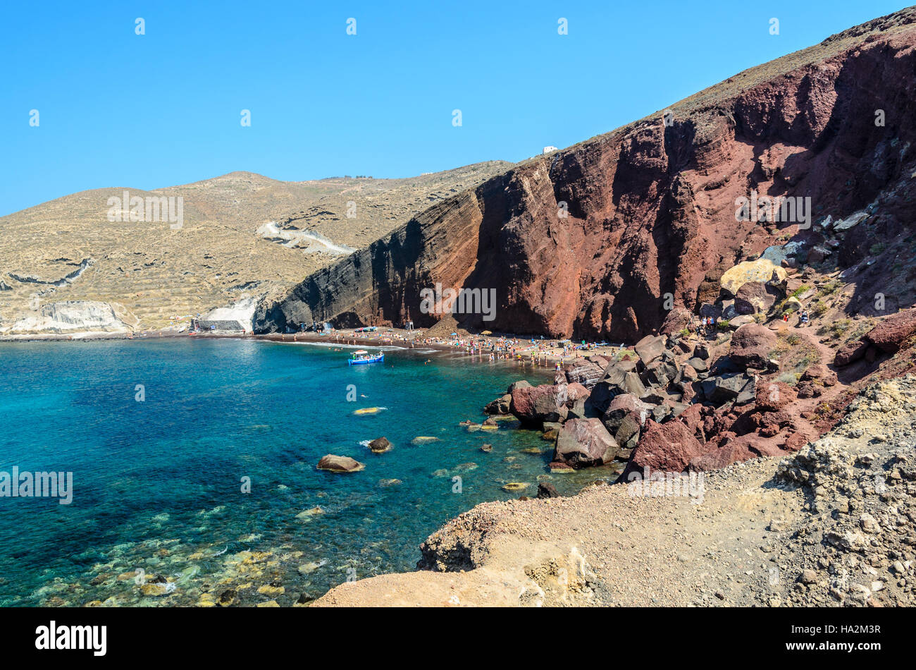 Red Beach on Santorini island, Greece Stock Photo