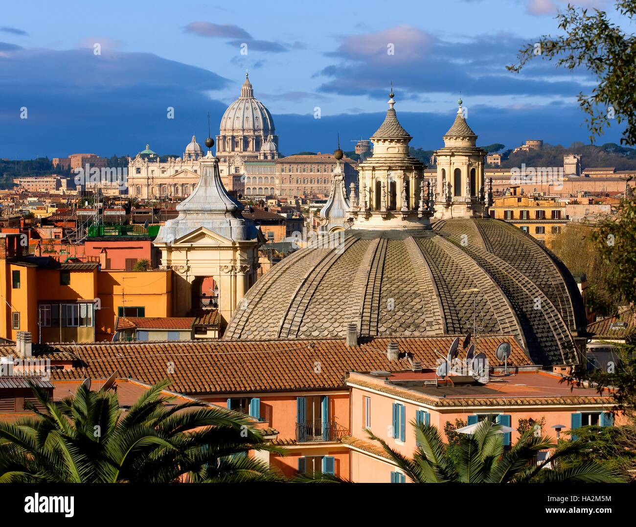 Overview of Rome with St Peter's in the background, Rome, Italy Stock Photo