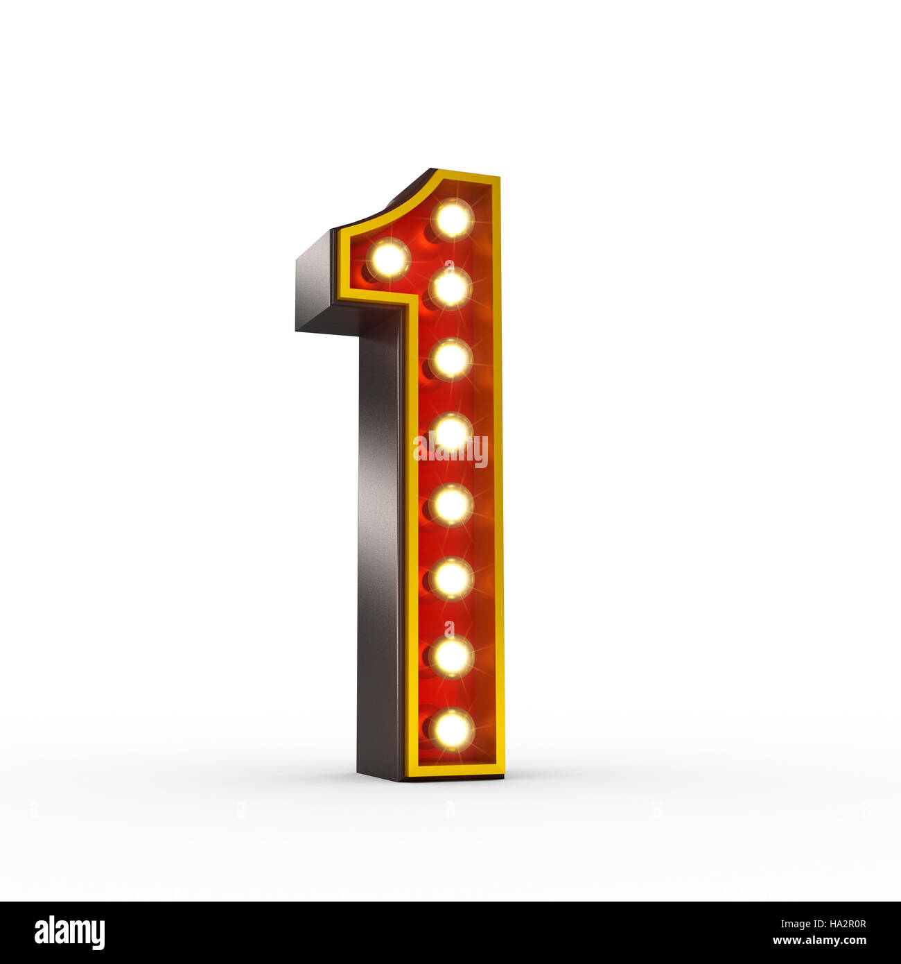 High quality 3D illustration of the number one in vintage style with