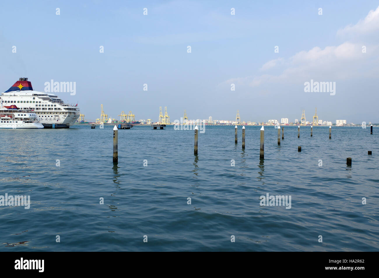 GEORGETOWN, PENANG, MALAYSIA - APRIL 18, 2016. A cruise ship from the superstar line alongside pier in Georgetown Penang. Stock Photo