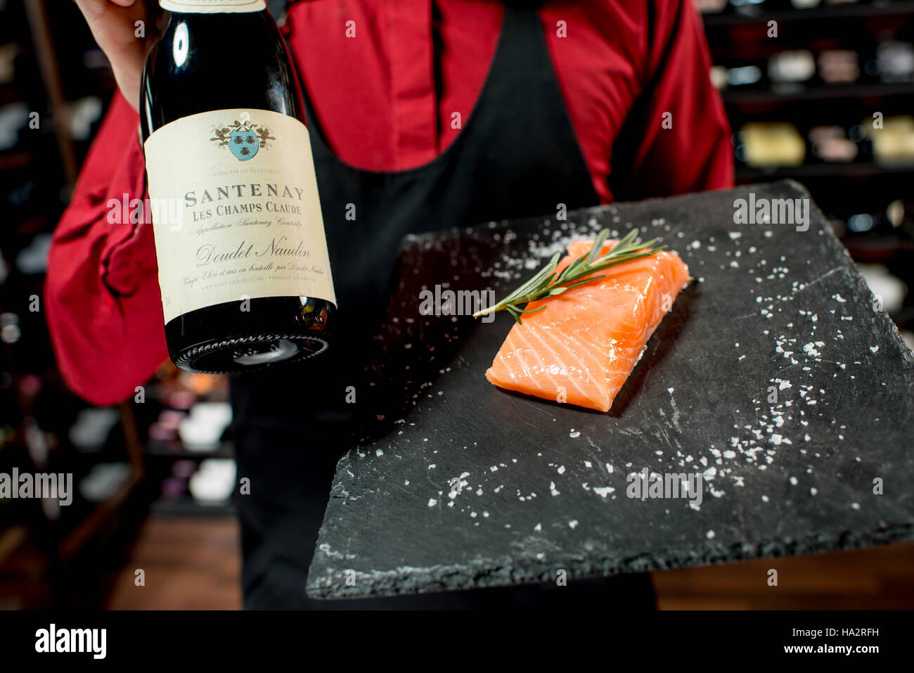 Wine and fish Stock Photo