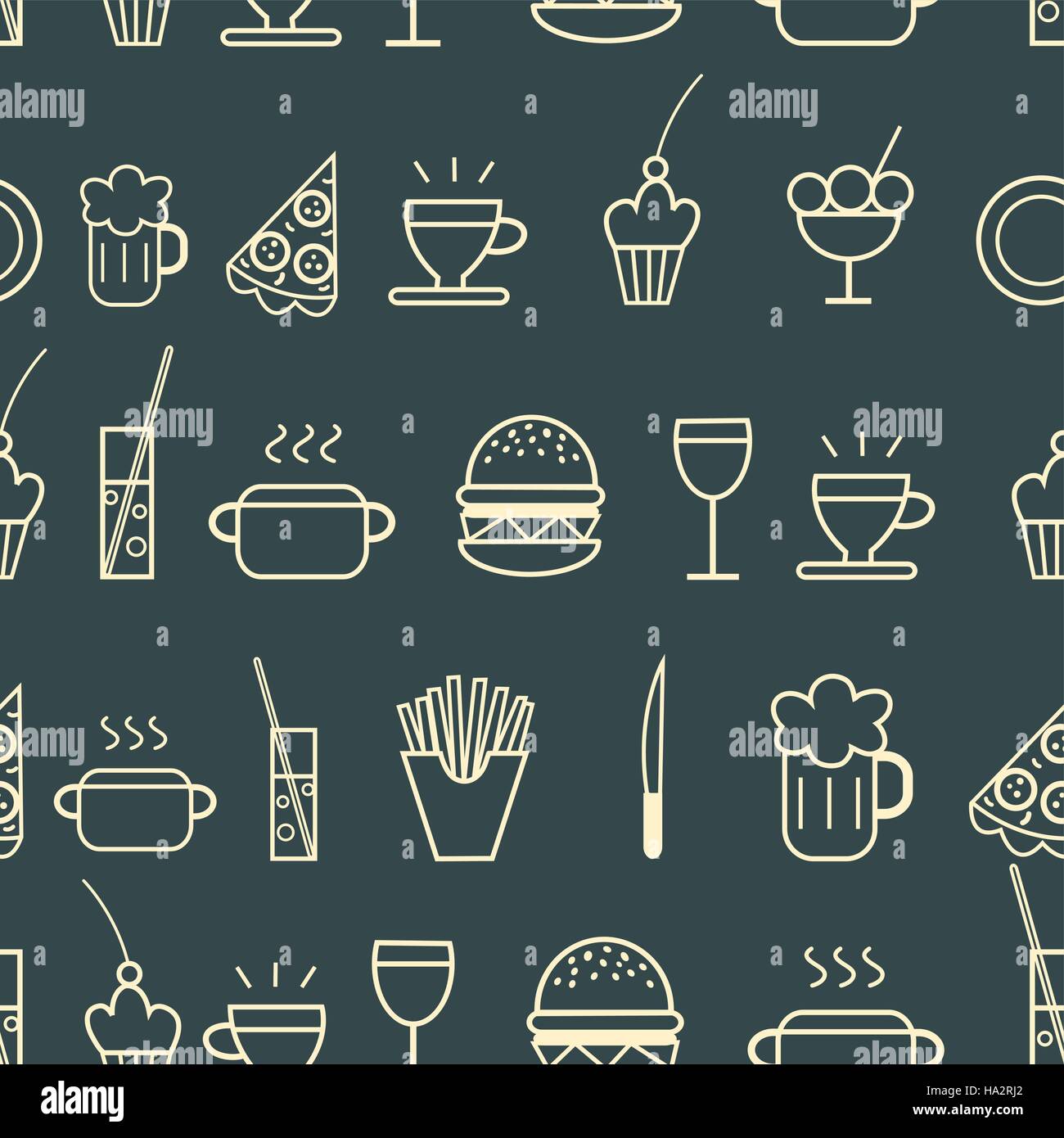 Seamless graphic pattern with icons food and drink Stock Vector Image ...