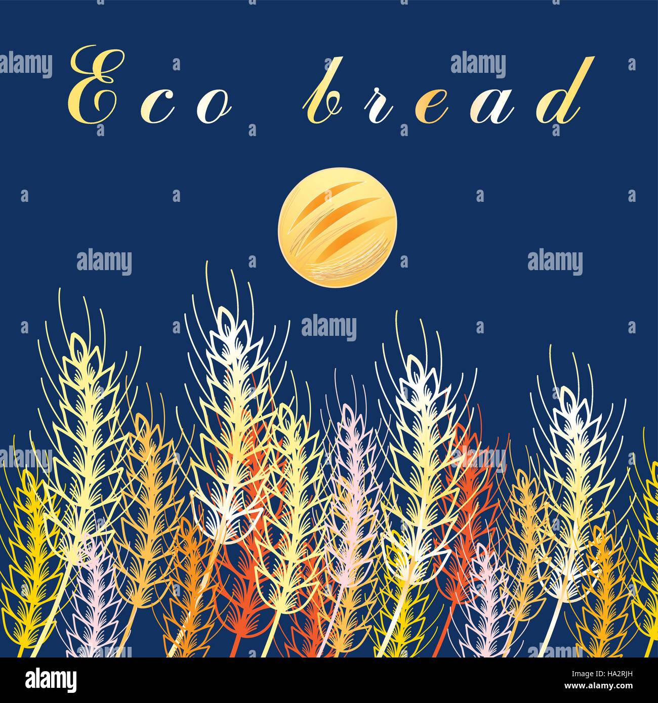 Bright background with wheat ears on a blue background Stock Vector ...