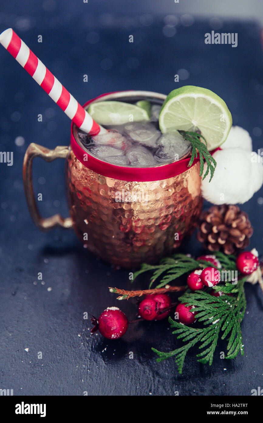 Christmas Moscow Mule drink Stock Photo Alamy
