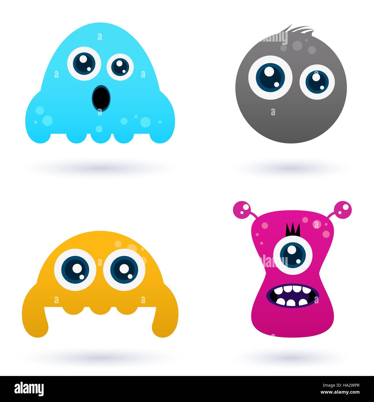 11659945 - cute monster or germs characters collection. vector cartoon illustration Stock Photo