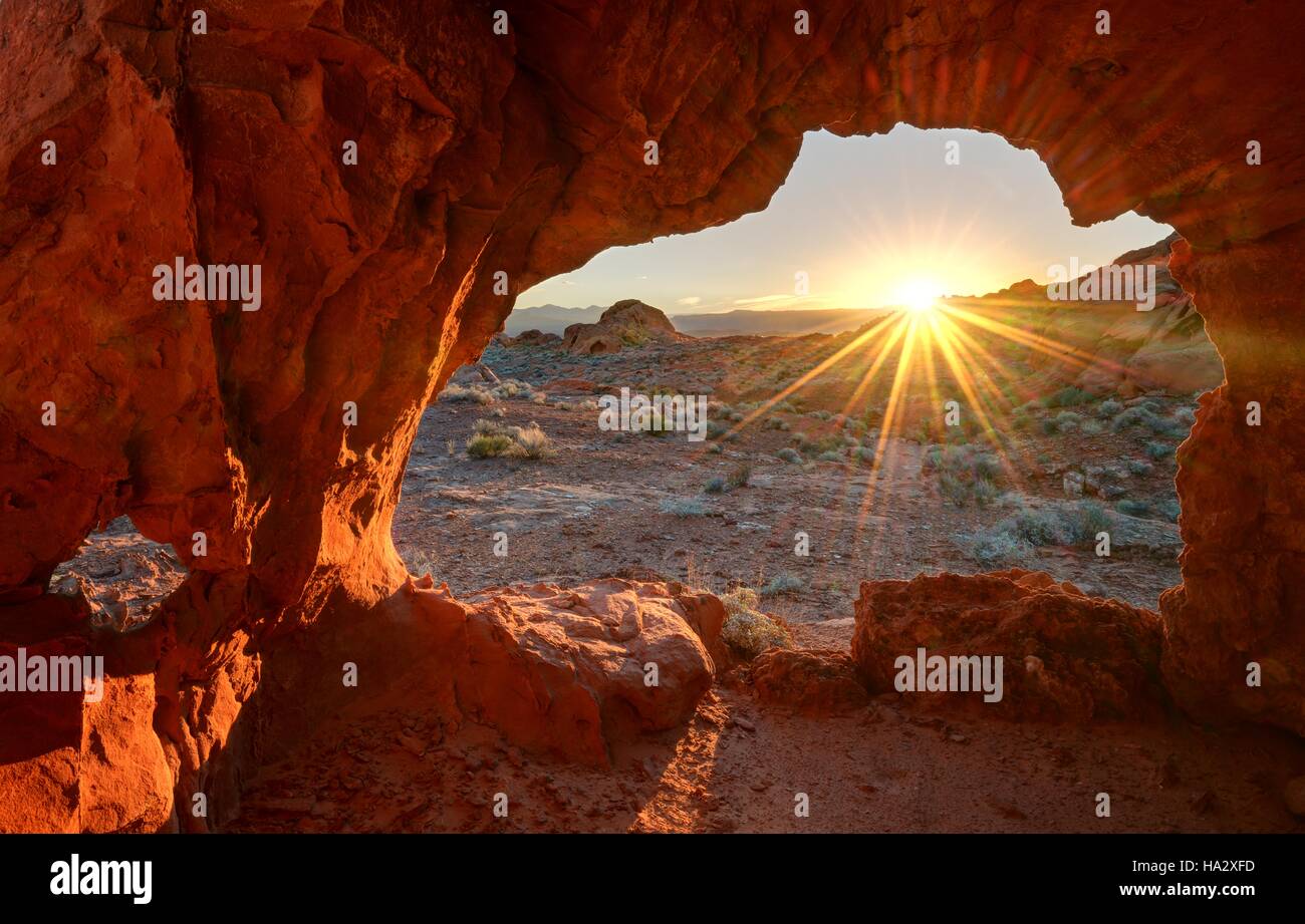 Valley of Fire State Park at sunset, Nevada, United States Stock Photo
