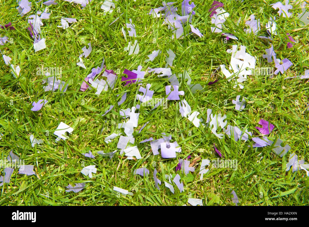 Confetti on grass Stock Photo