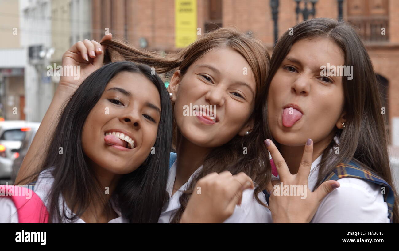 Silly Teen Female Students Stock Photo