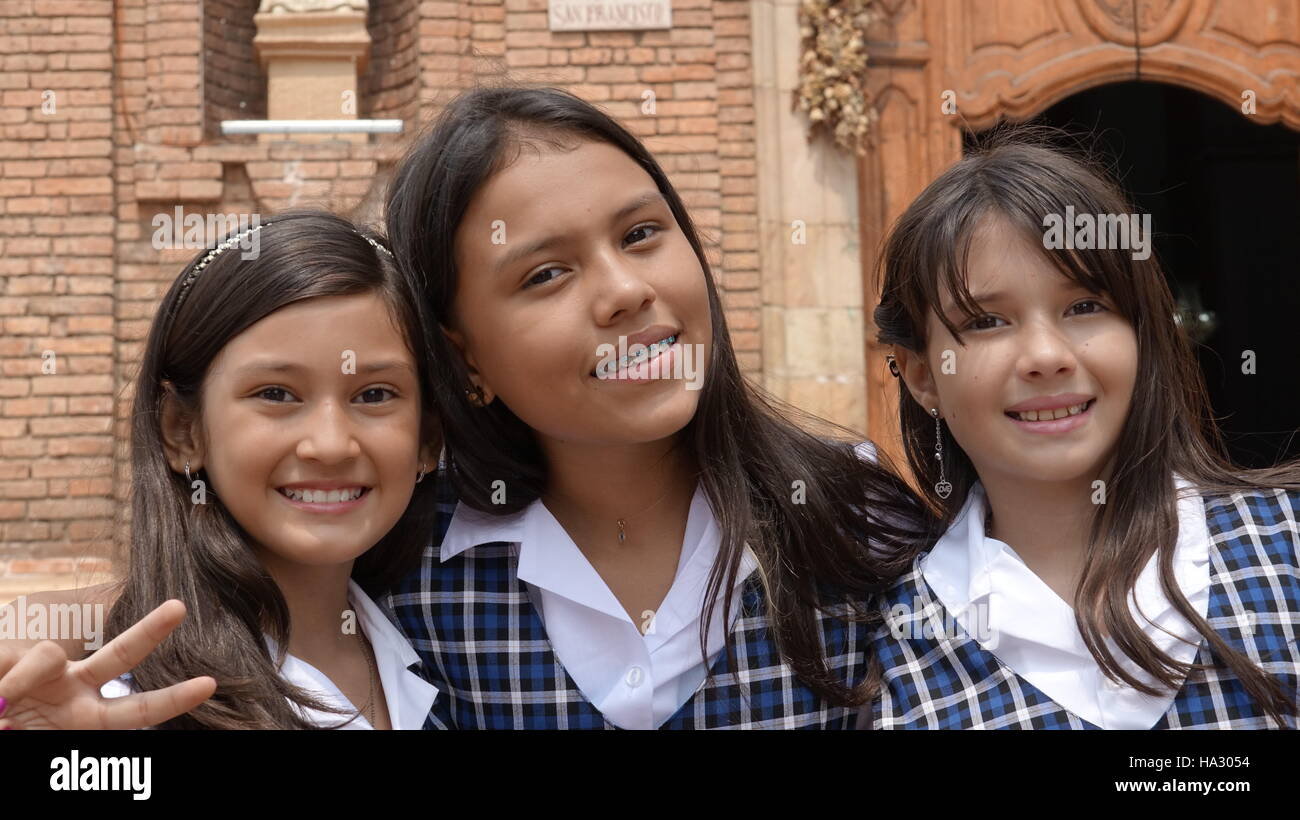 Preteen Catholic School Girls Stock Photo