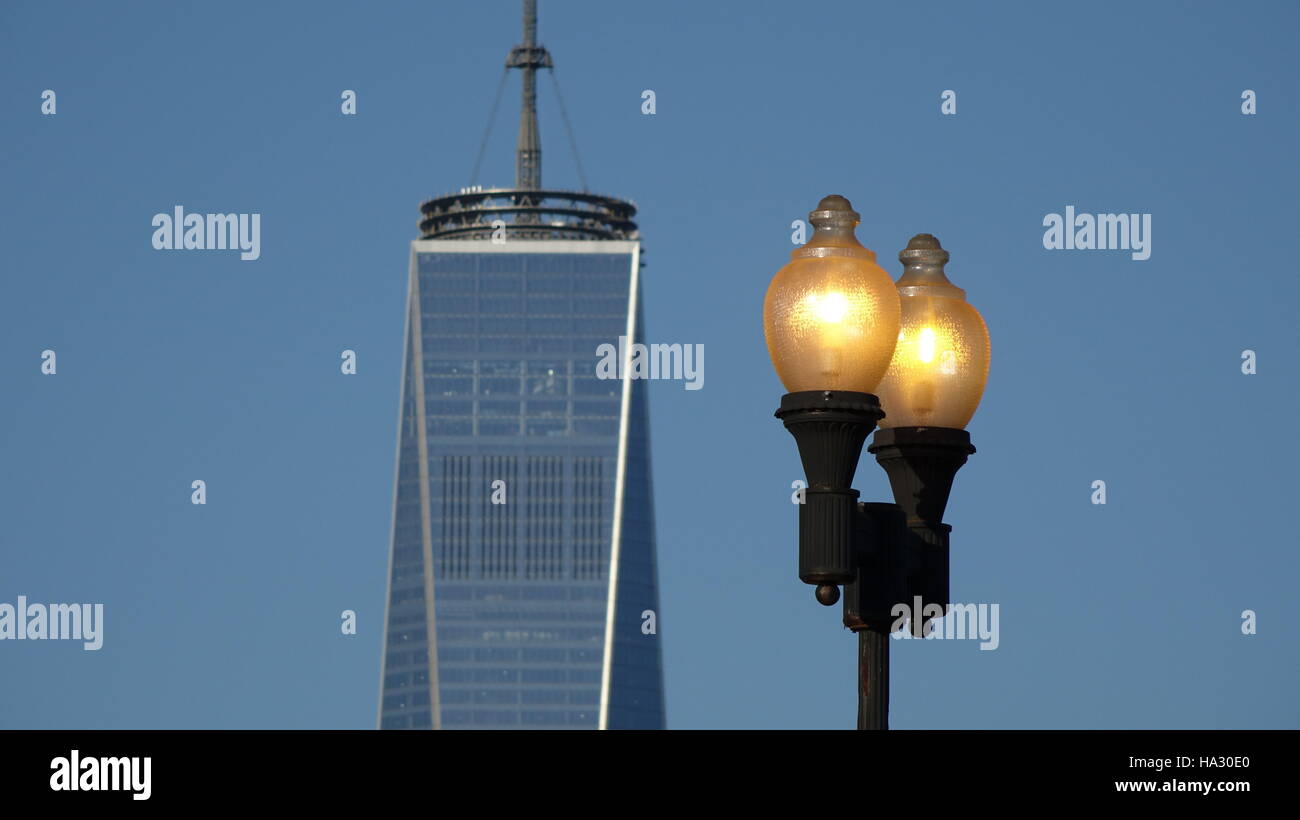 Freedom Tower And Street Lamp Stock Photo