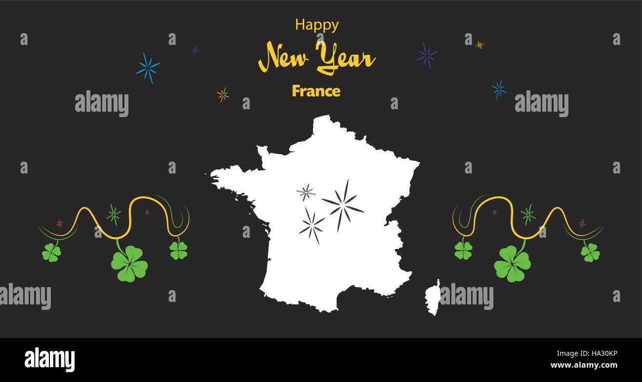 Happy New Year illustration theme with map of France Stock Vector