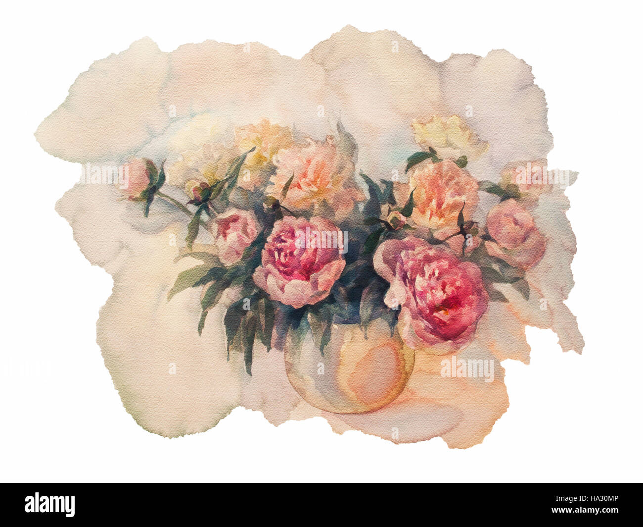 bouquet of peonies watercolor isolated Stock Photo - Alamy