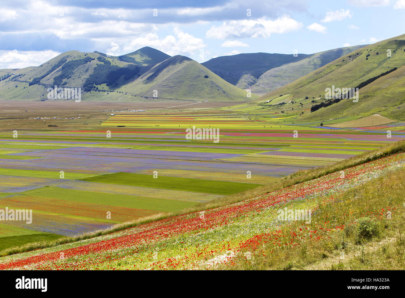 Castelluccio of Norcia, a town in the national park of the Sibillini mountains in Italy. City destroyed by an earthquake in Octo Stock Photo