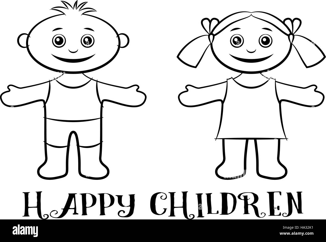 Children, Boy and Girl Contours Stock Vector Image & Art Alamy