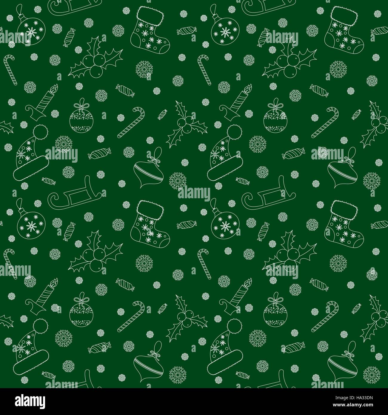 Christmas seamless pattern with balls, snowflakes, holly berry. Stock Vector