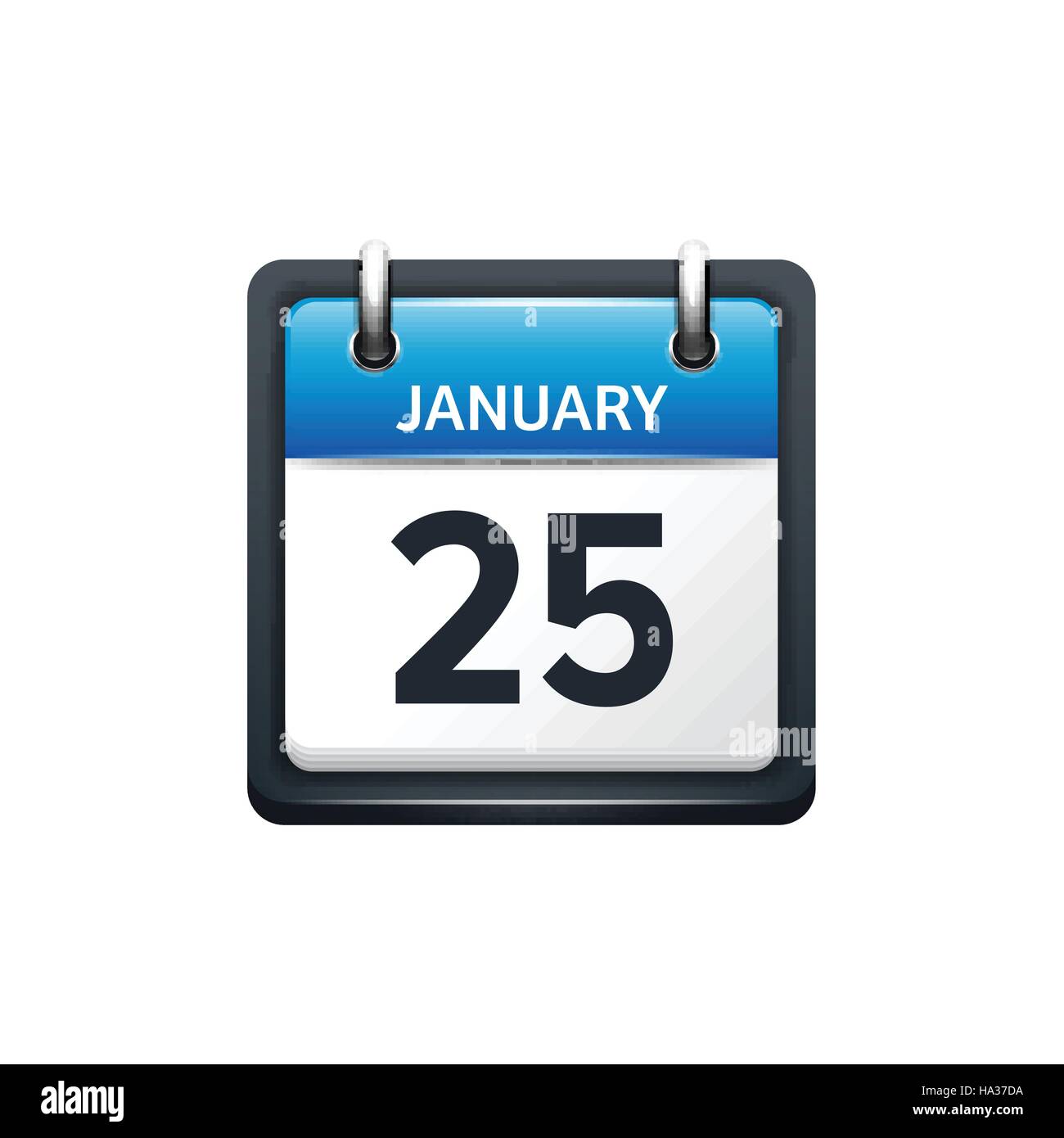 January 25. Isometric Calendar Icon With Shadow.Vector Illustration,Flat Style.Month and Date