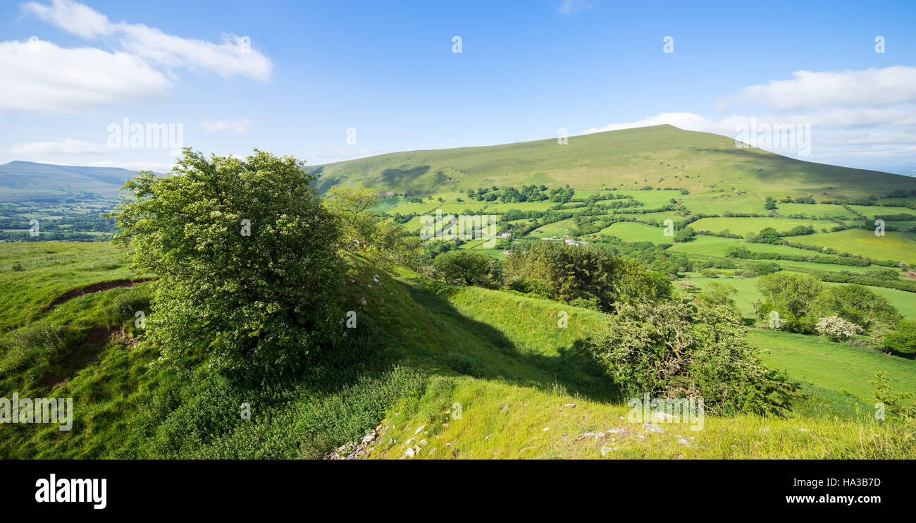 looking towards Mynydd Troed from Castell Dinas the Black Mountains Brecon Beacons Wales UK Stock Photo