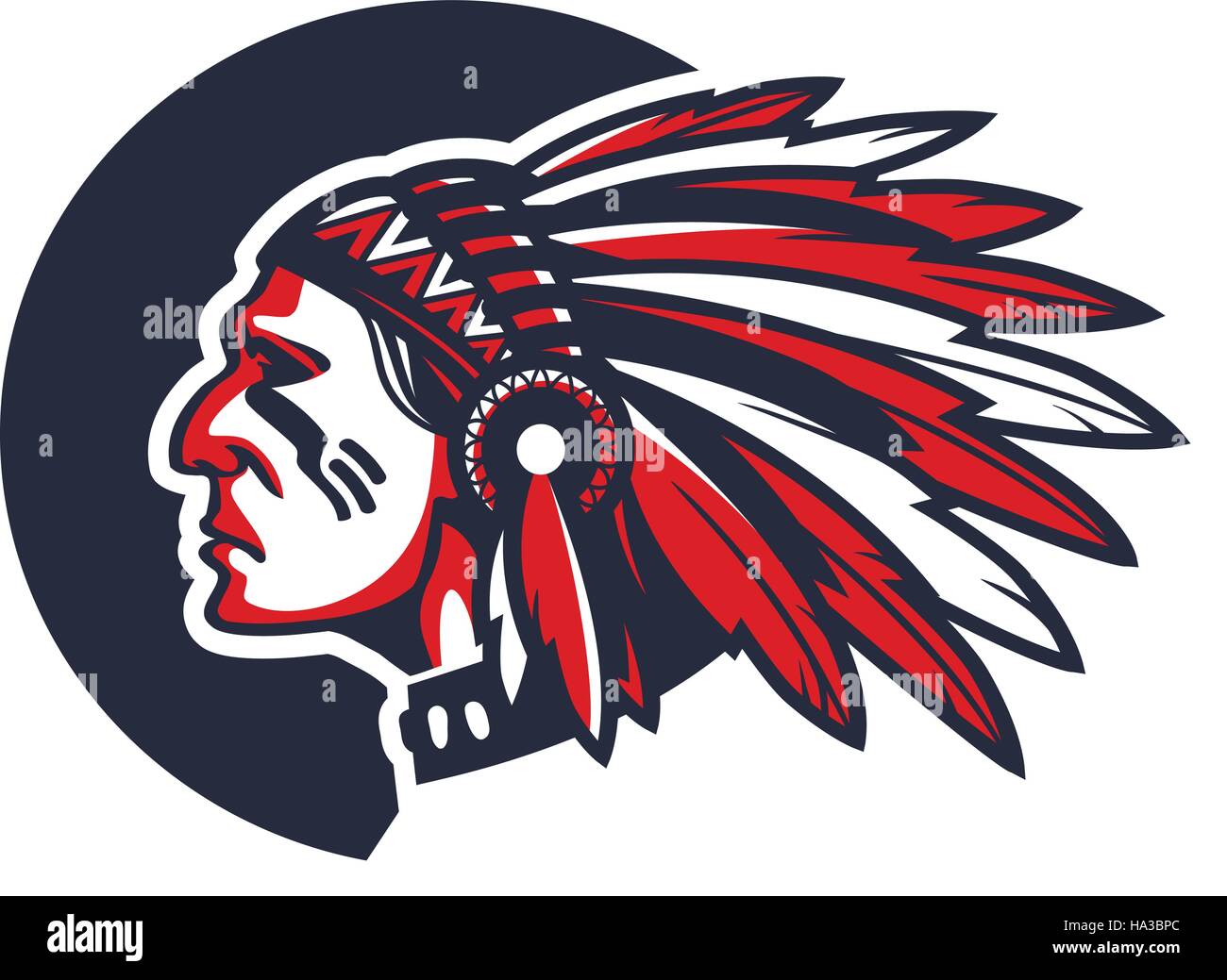 Face of indian chief. Vector illustration Stock Vector