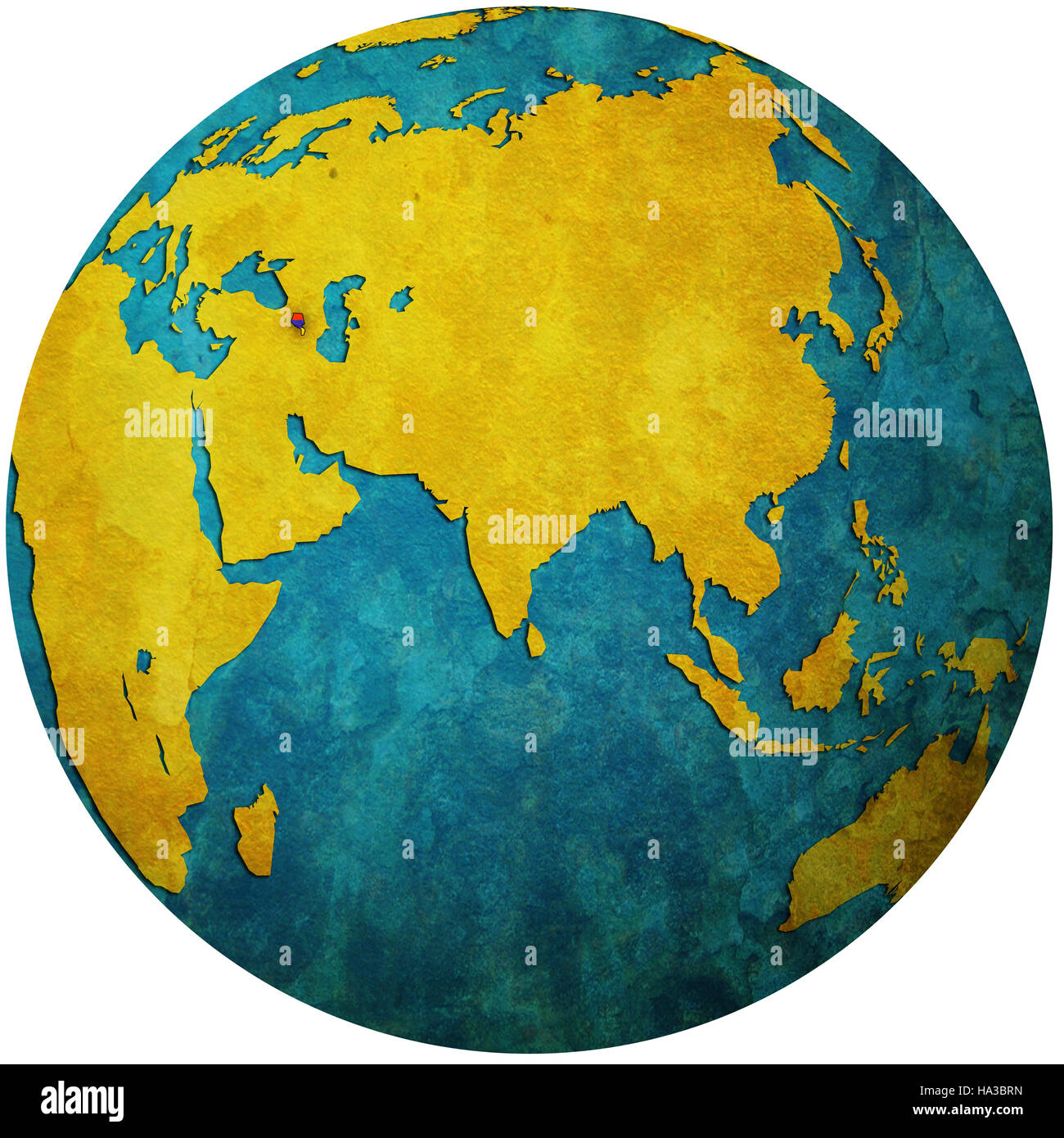 isolated over white territory of armenia with flag on globe map Stock ...