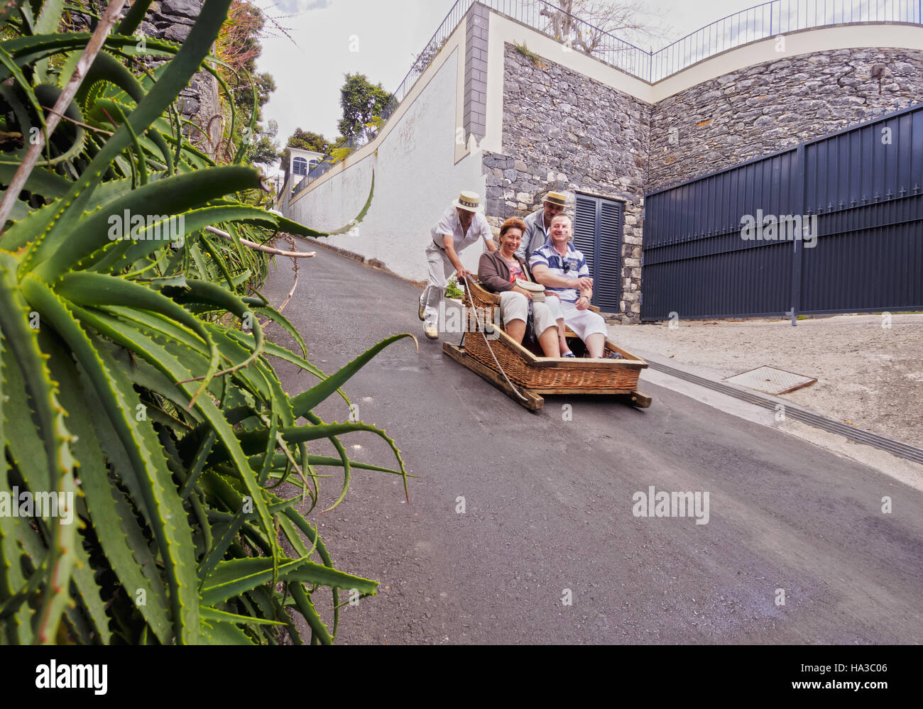 Portugal, Madeira, Funchal, Carreiros do Monte, Wicker Toboggan Sled