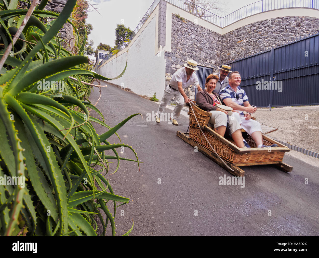 Portugal, Madeira, Funchal, Carreiros do Monte, Wicker Toboggan Sled