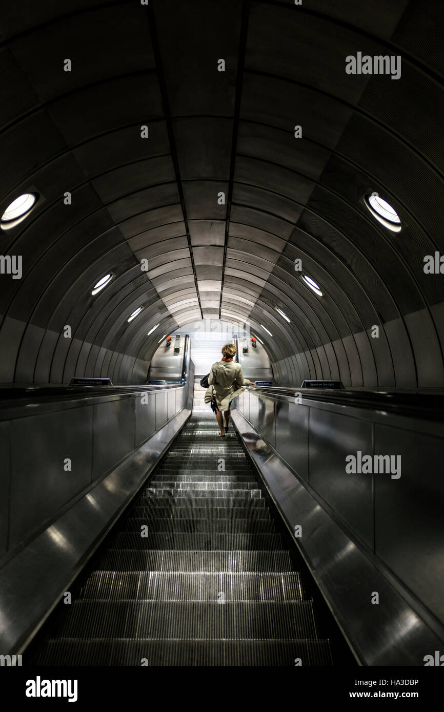 Down The Elevator London Underground London Uk Stock Photo Alamy
