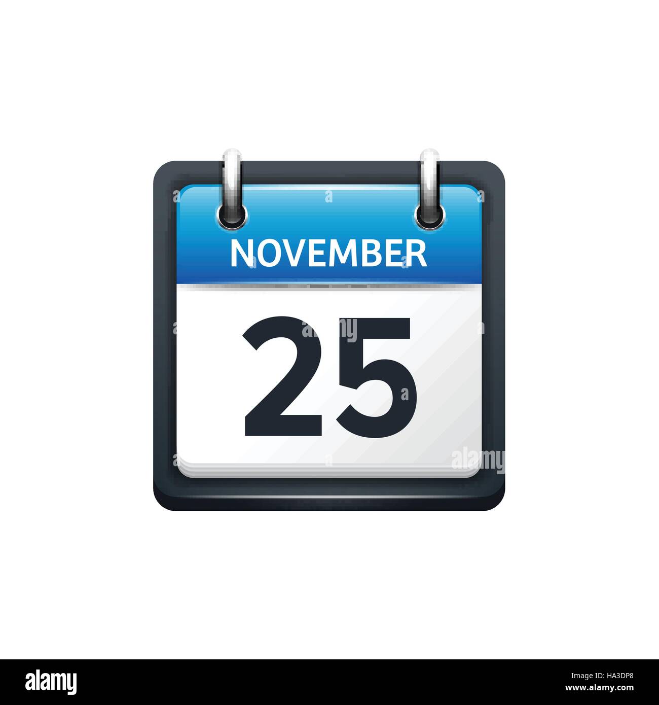 November 25. Isometric Calendar Icon With Shadow.Vector Illustration,Flat Style.Month and Date