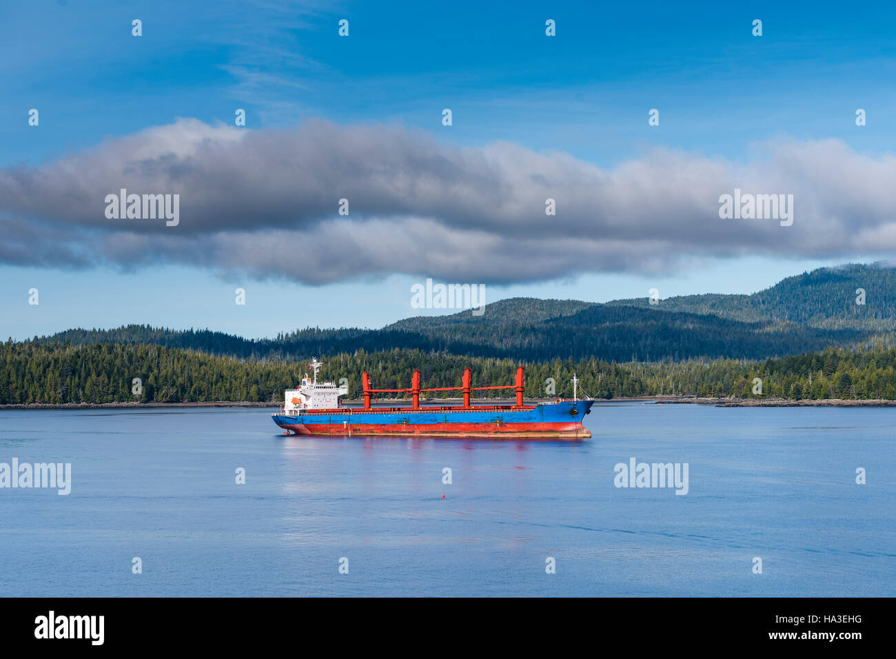 Ocean going cargo super tankers, Prince Rupert British Columbia Canada Stock Photo