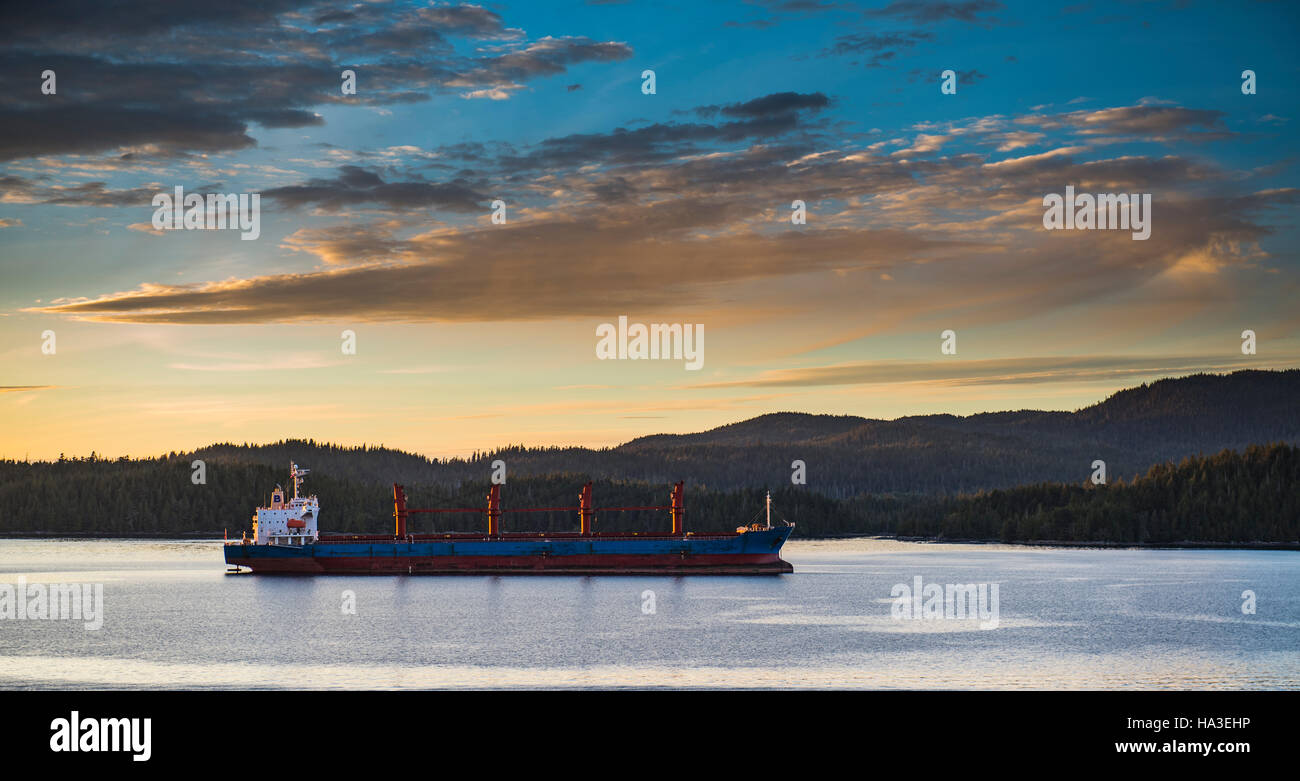 Ocean going cargo super tankers, Prince Rupert British Columbia Canada Stock Photo