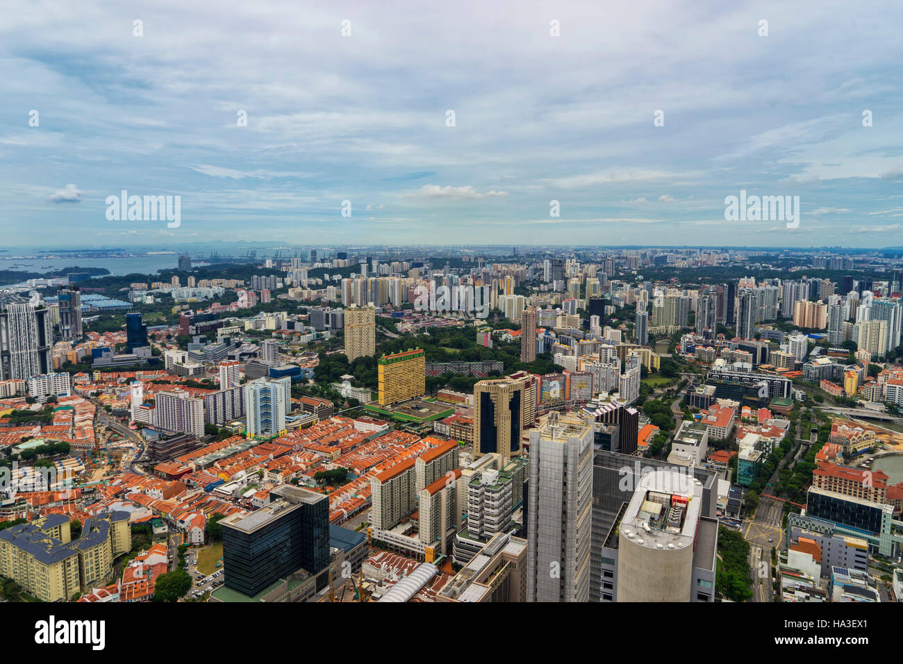 abstract cityscape from rooftop on day time in singapore - can use to display or montage on product Stock Photo