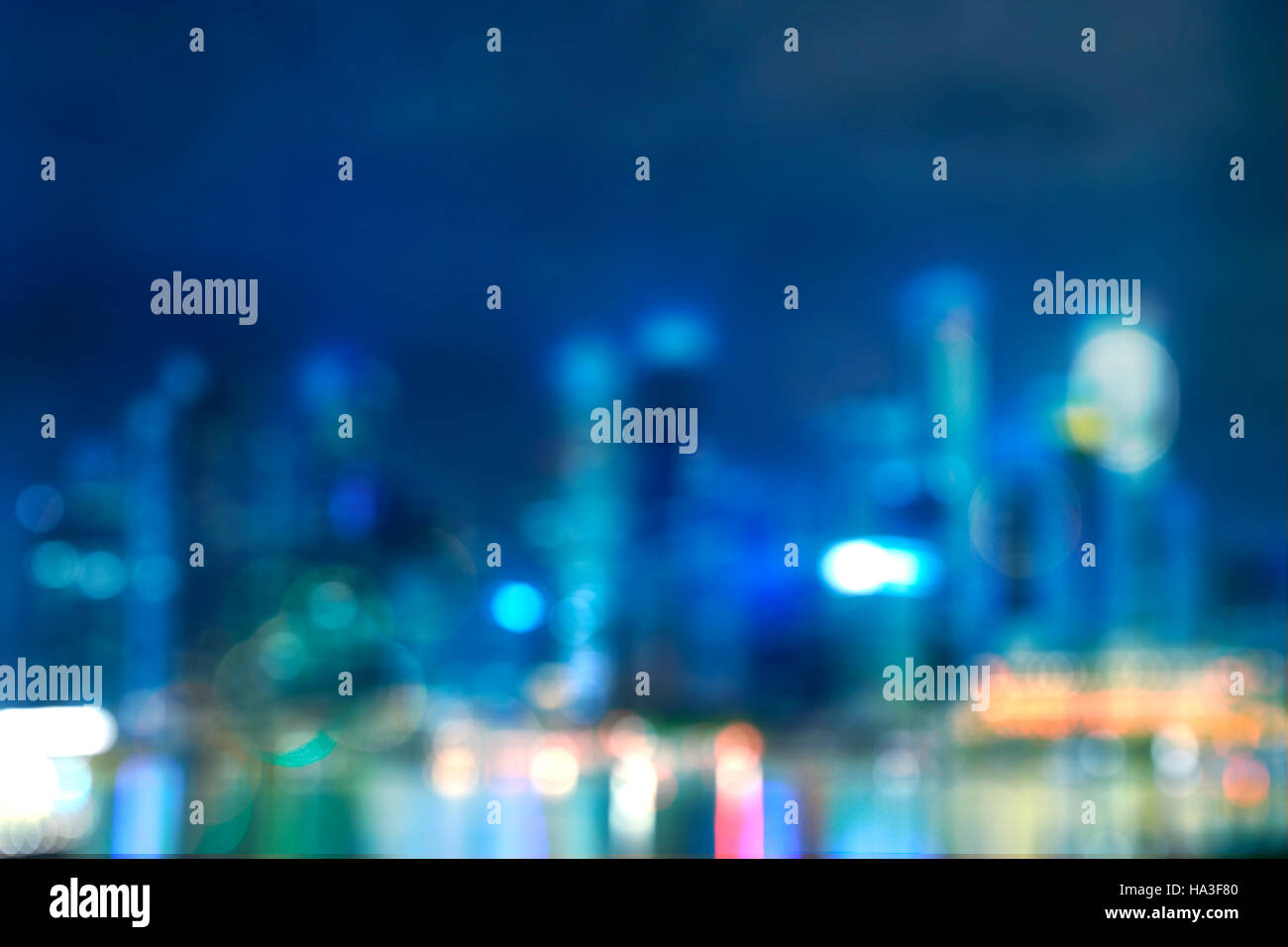 abstract light bokeh of night cityscape of waterfront in singapore - can use to display or montage on product Stock Photo