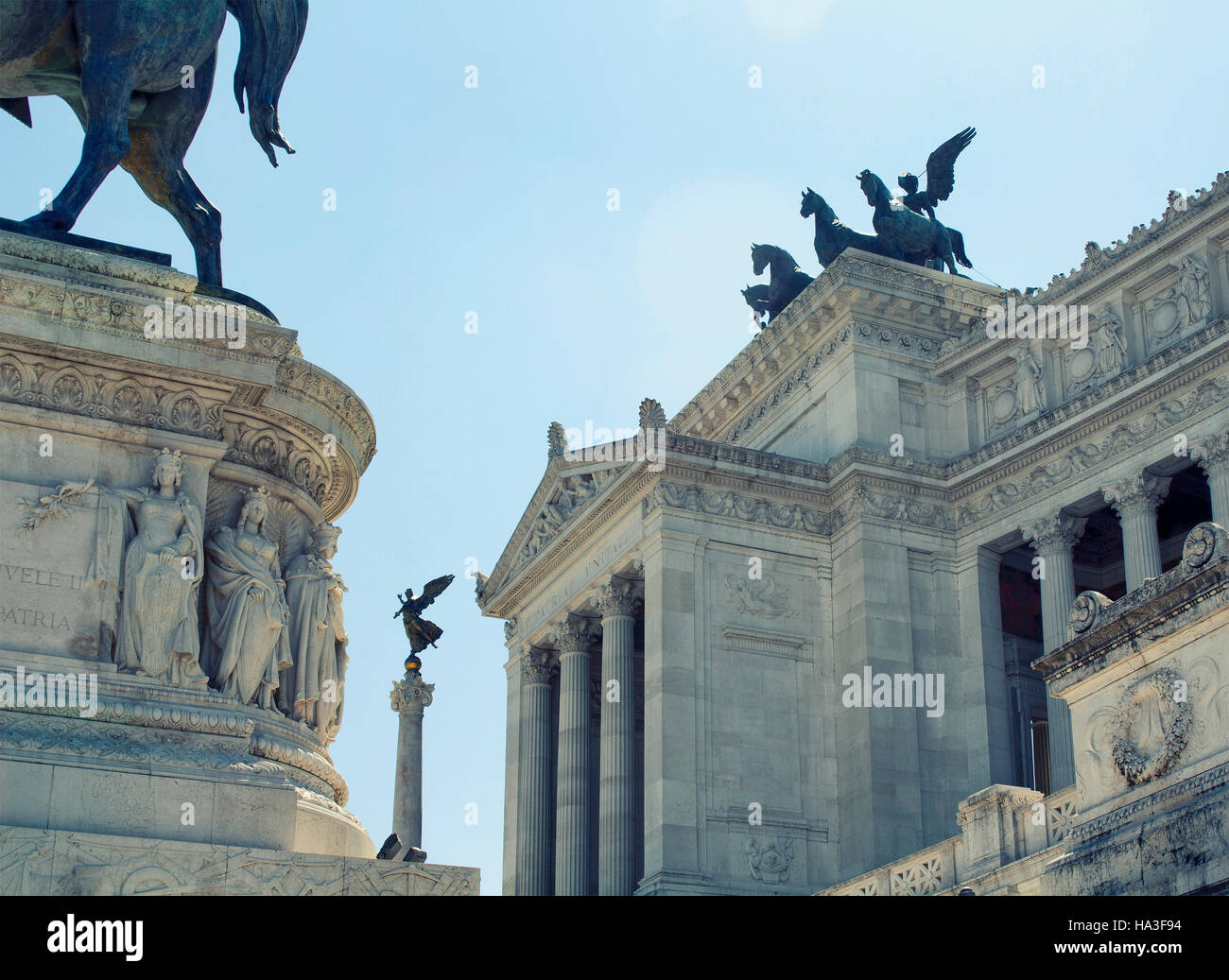 View of Altar of the Fatherland in Rome. Grand marble, classical temple