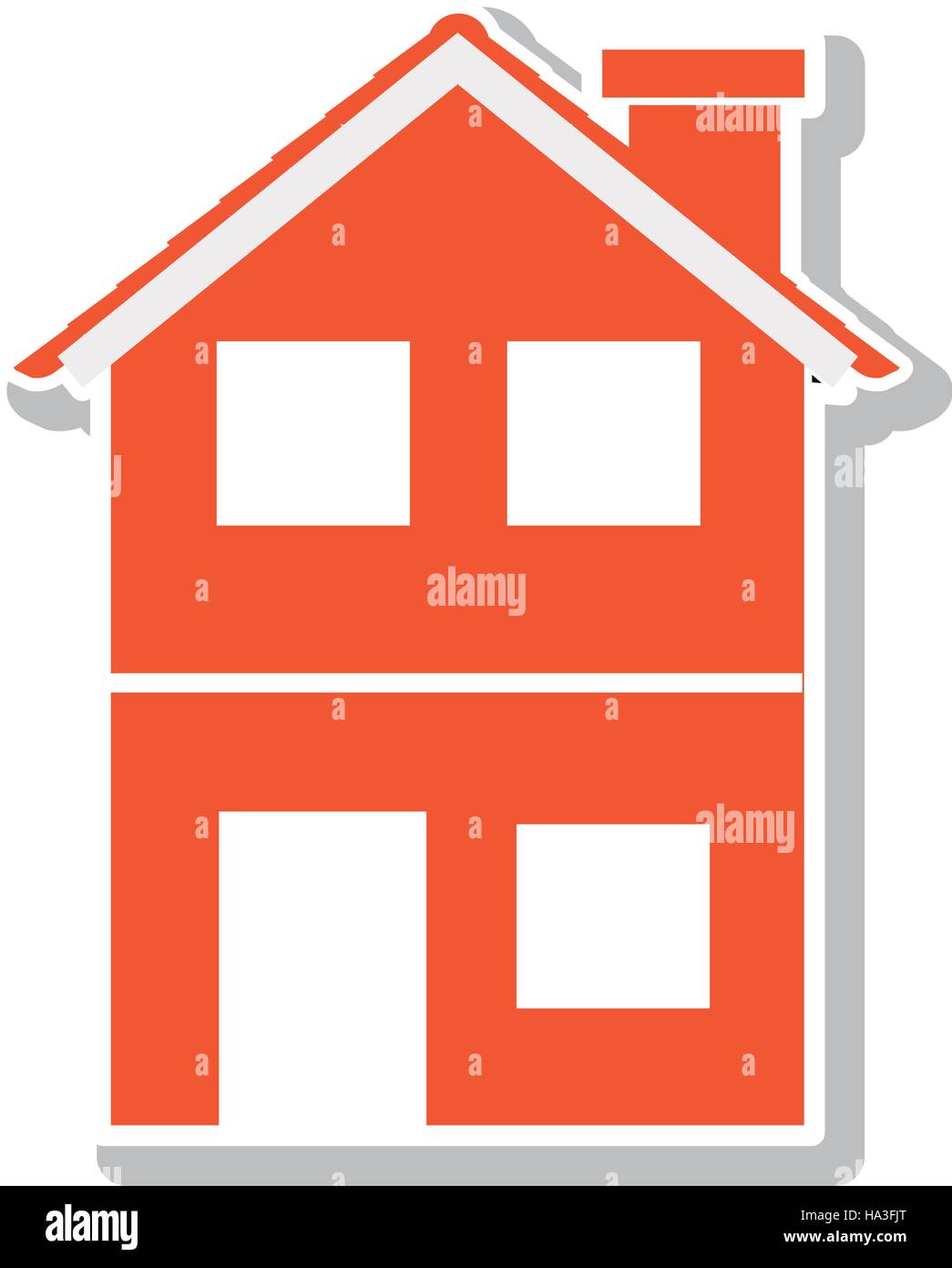 silhouette with orange house of two floors vector illustration Stock