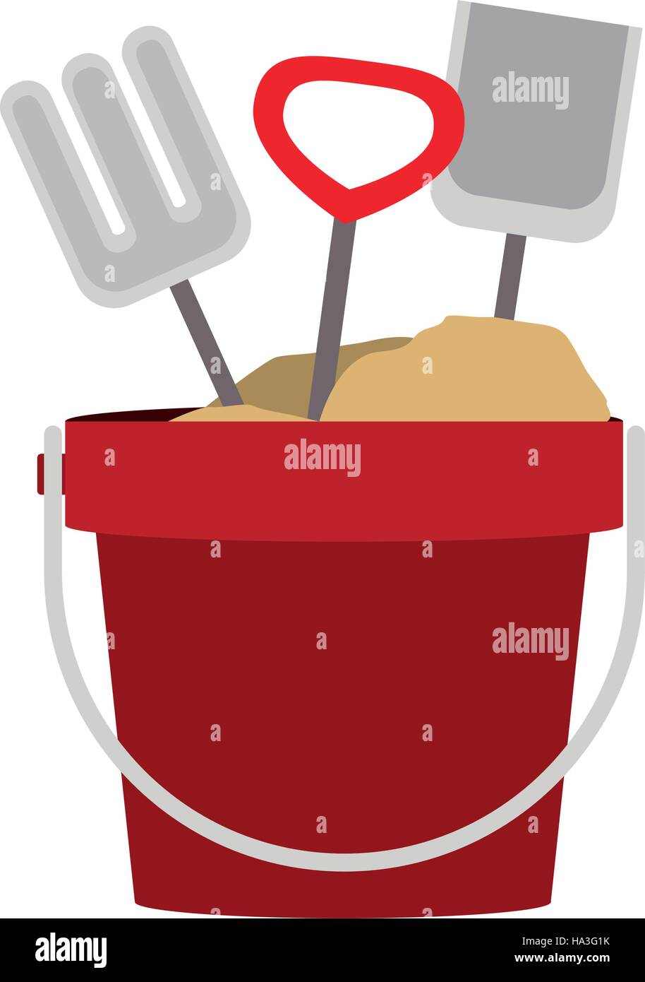 colorful sand bucket and shovel icon vector illustration Stock Vector