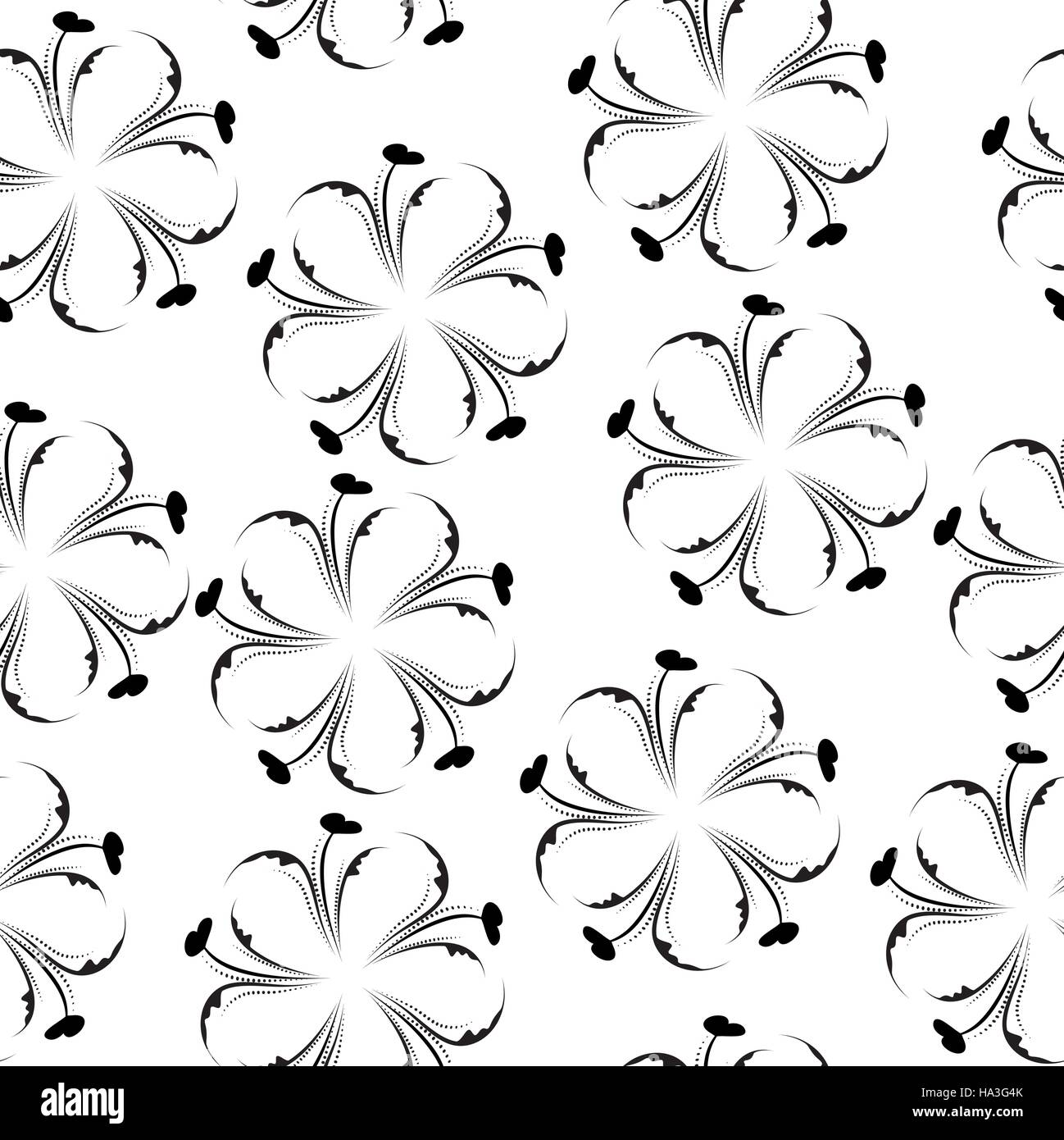 Elegant floral seamless pattern. Black and white wallpaper. Flower texture. Stock Vector